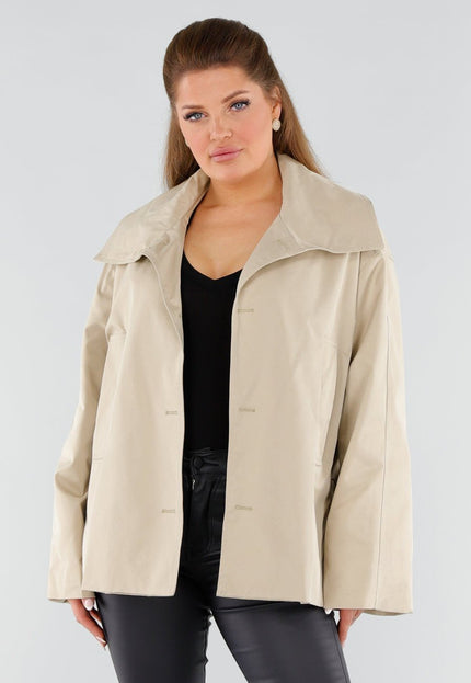 NEW051125 Beige Oversized Cropped Trenchcoat