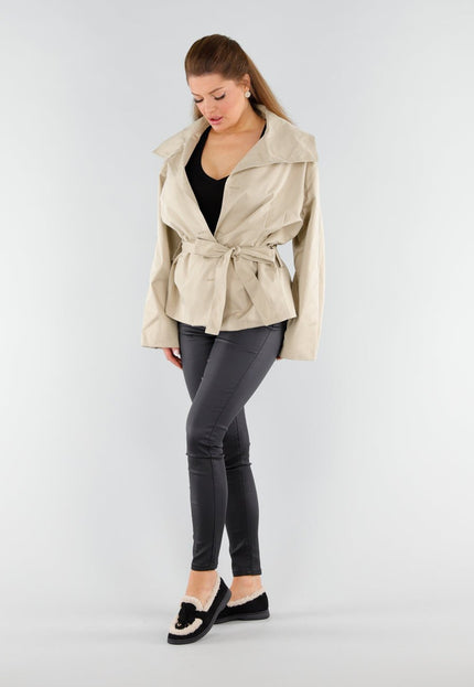 NEW051125 Beige Oversized Cropped Trenchcoat