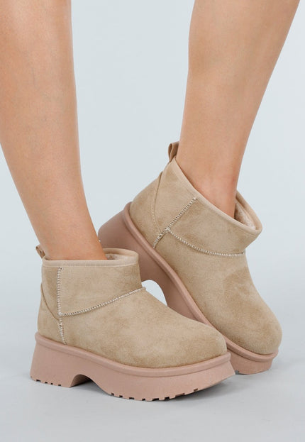 NEW051125 Beige Snowboots met Plateau