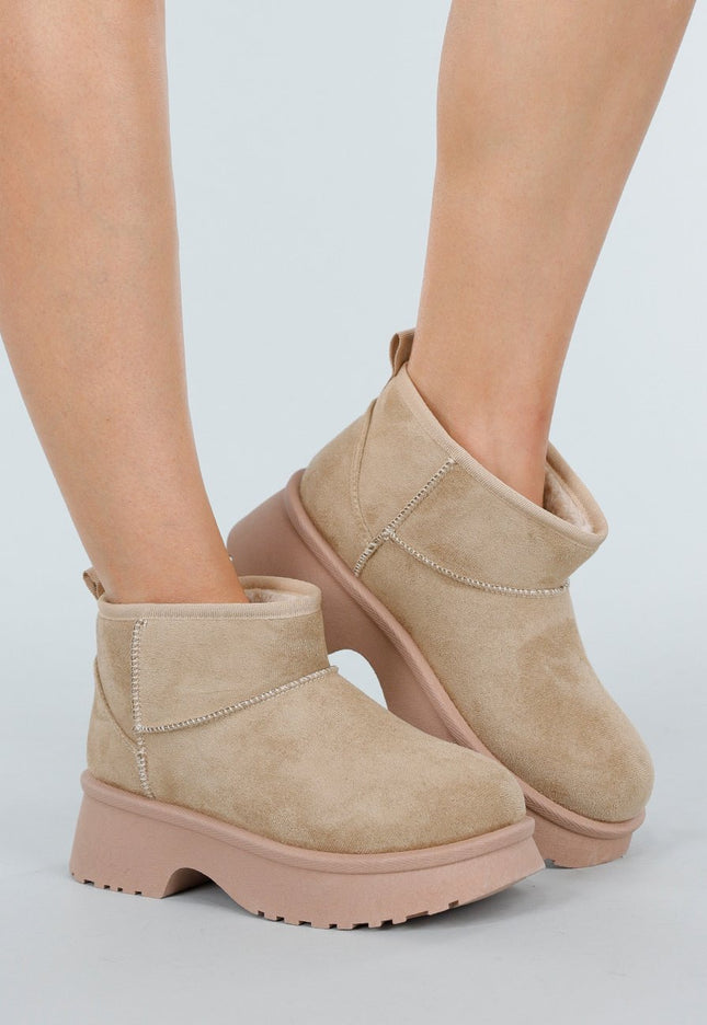 NEW051125 Beige Snowboots met Plateau
