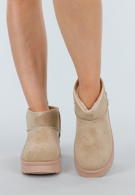 NEW051125 Beige Snowboots met Plateau