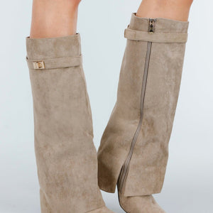 NEW051125 Beige Suède-look Laarzen