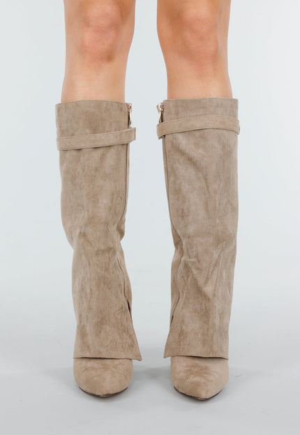 NEW051125 Beige Suède-look Laarzen