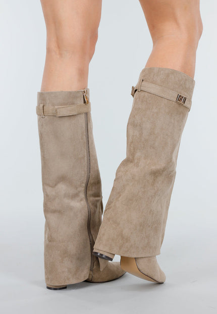 NEW051125 Beige Suède-look Laarzen