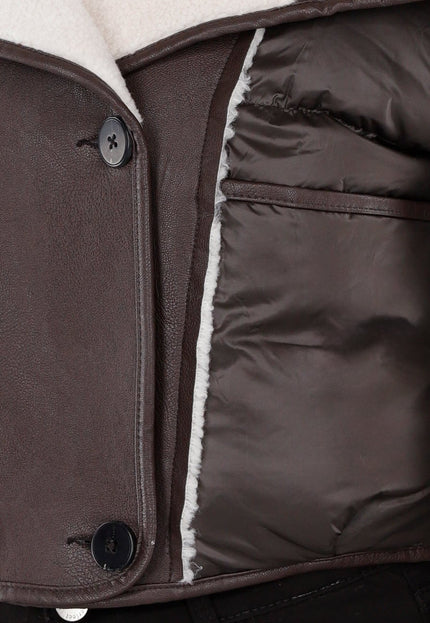 NEW051125 Bruine Pufferjas met Sherpa Kraag