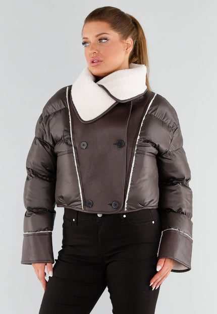 NEW051125 Bruine Pufferjas met Sherpa Kraag