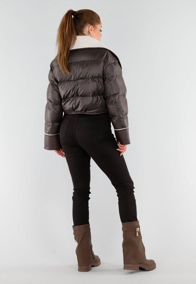 NEW051125 Bruine Pufferjas met Sherpa Kraag