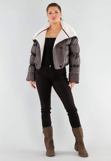 NEW051125 Bruine Pufferjas met Sherpa Kraag