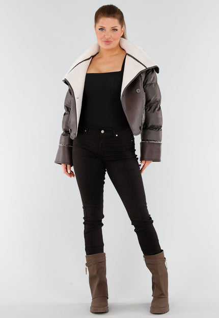 NEW051125 Bruine Pufferjas met Sherpa Kraag