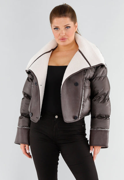 NEW051125 Bruine Pufferjas met Sherpa Kraag