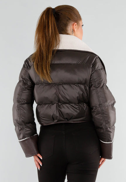 NEW051125 Bruine Pufferjas met Sherpa Kraag