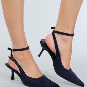 NEW051125 Donkerblauwe Suède-look Hakken