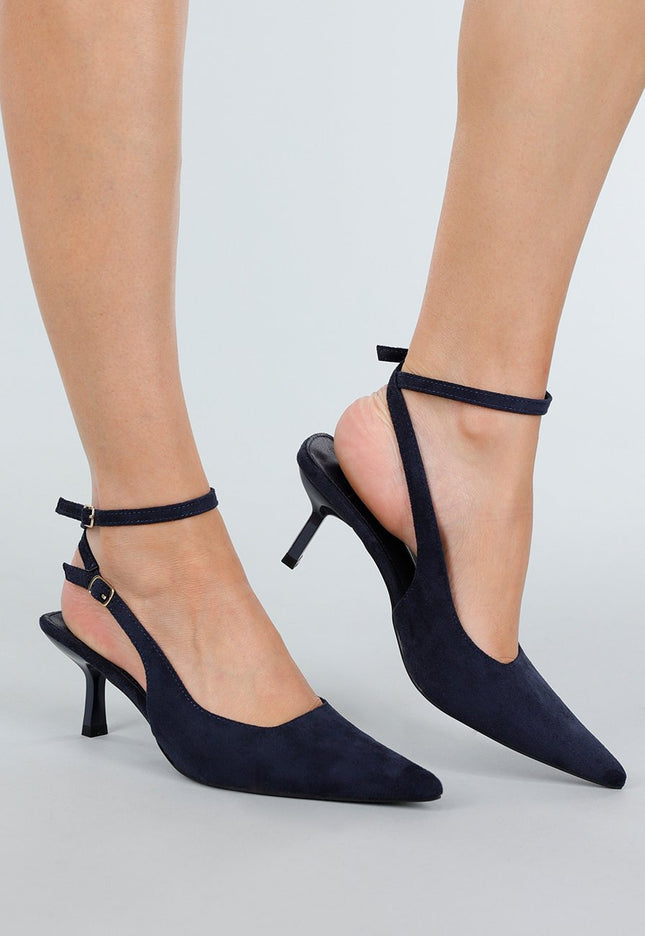 NEW051125 Donkerblauwe Suède-look Hakken