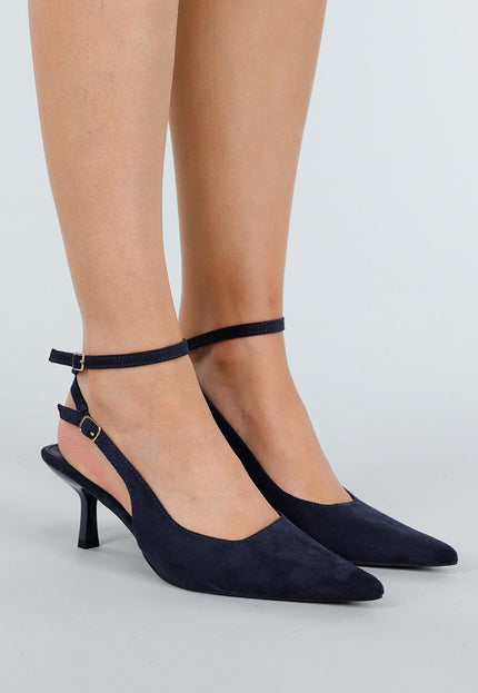 NEW051125 Donkerblauwe Suède-look Hakken