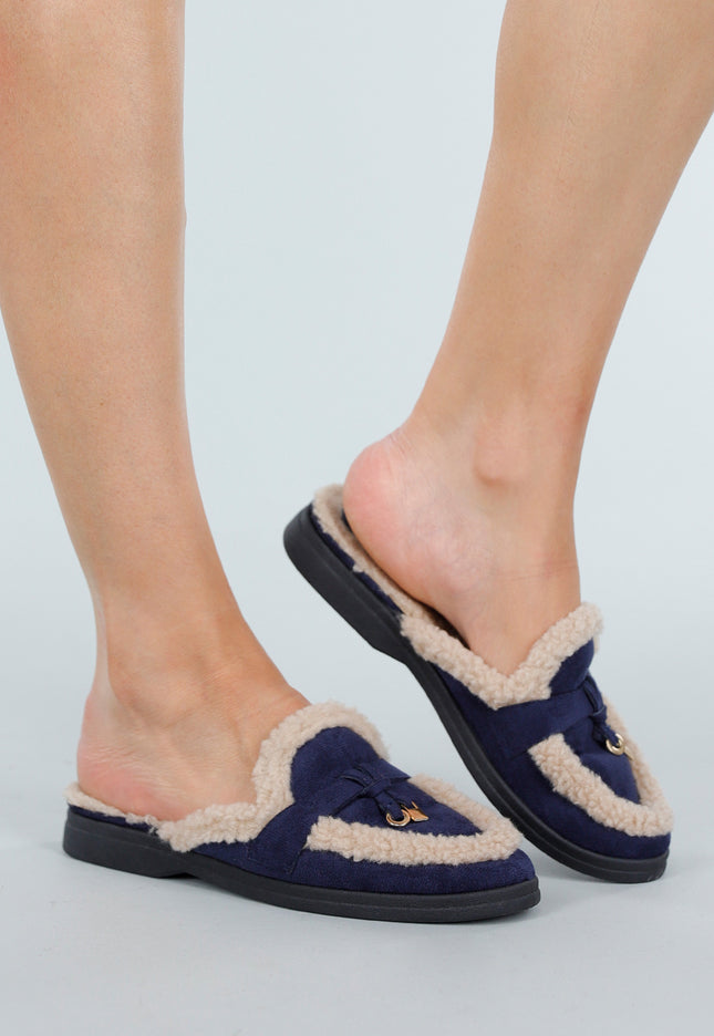 NEW051125 Donkerblauwe Teddy Loafers