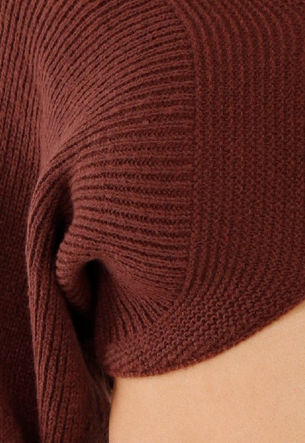 NEW051125 Donkerbruine Cropped Trui