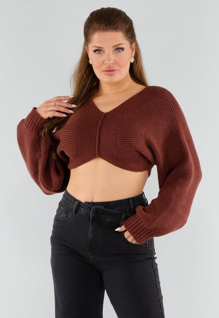 NEW051125 Donkerbruine Cropped Trui