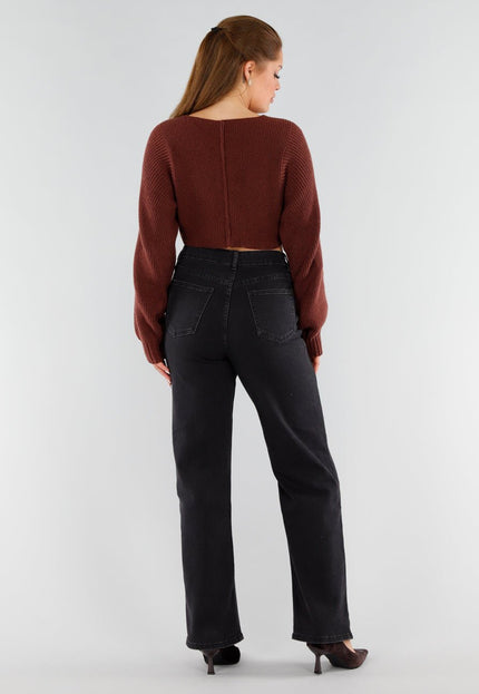 NEW051125 Donkerbruine Cropped Trui