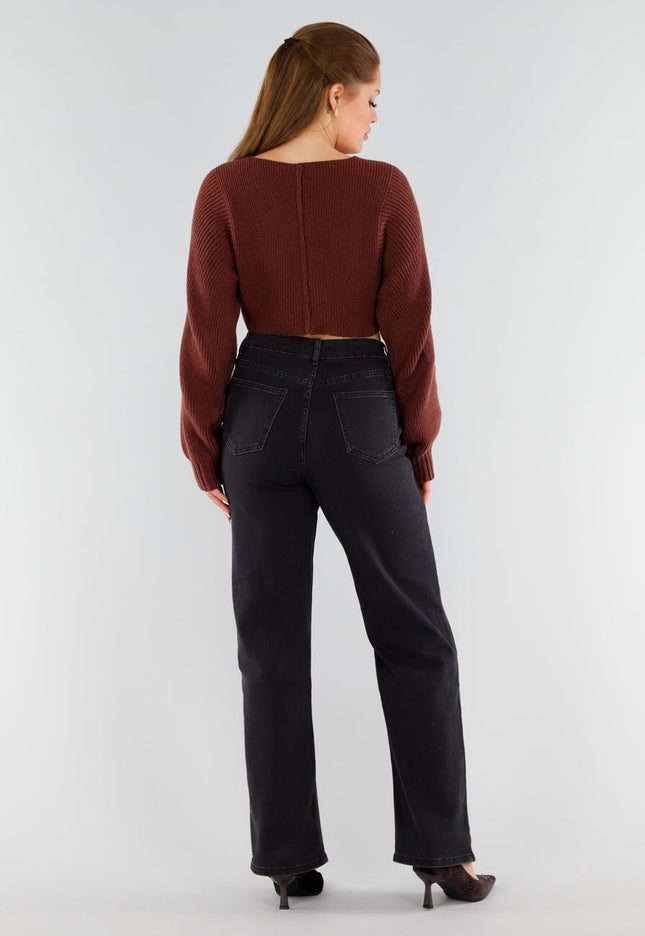 NEW051125 Donkerbruine Cropped Trui