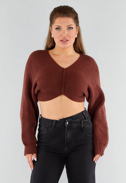 NEW051125 Donkerbruine Cropped Trui