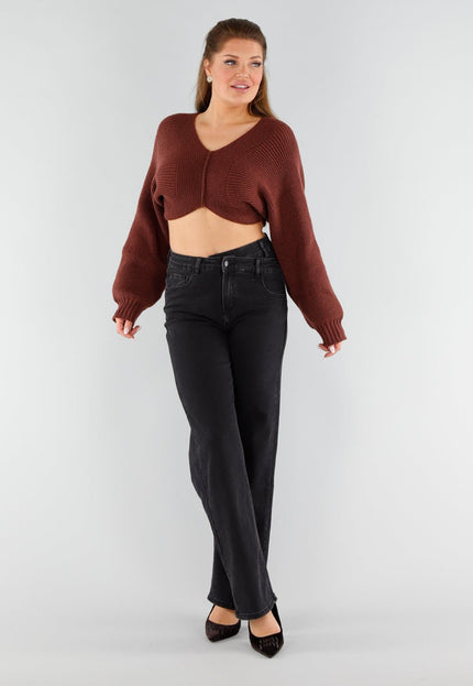 NEW051125 Donkerbruine Cropped Trui