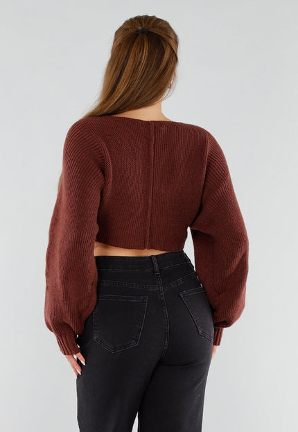 NEW051125 Donkerbruine Cropped Trui