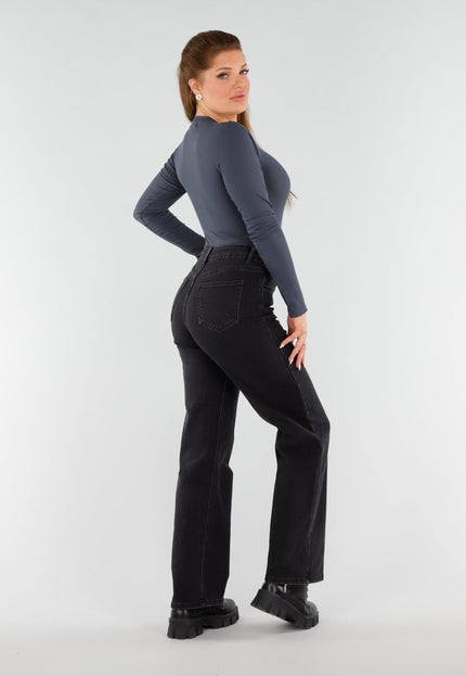 NEW051125 Donkergrijze Stretch Geribde String Body