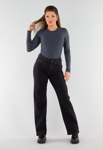 NEW051125 Donkergrijze Stretch Geribde String Body