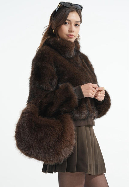 NEW121125 Faux Fur Tas met Gouden Schouderketting