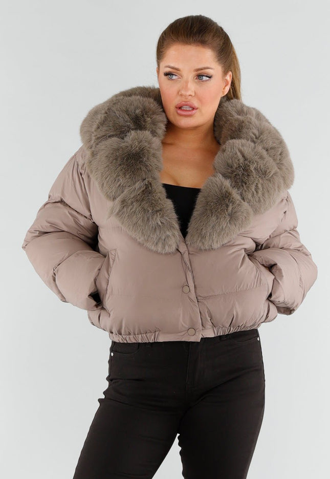 WINTER Taupe Bont Pufferjas