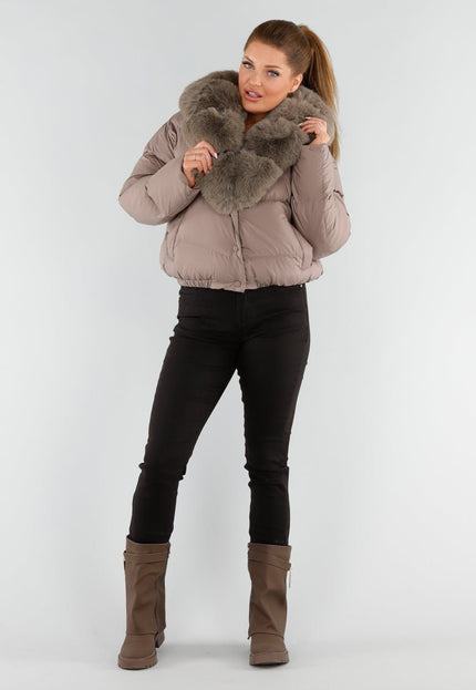 WINTER Taupe Bont Pufferjas