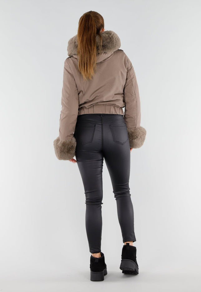 WINTER Taupe Jas met Bontkraag