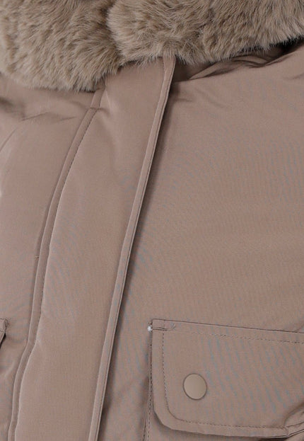 WINTER Taupe Jas met Bontkraag