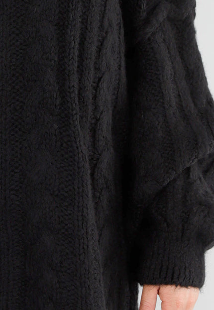 NEW051125 Zwarte Gebreide Trui met Col