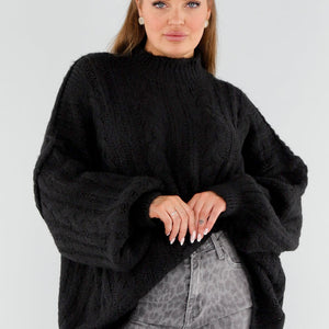 NEW051125 Zwarte Gebreide Trui met Col
