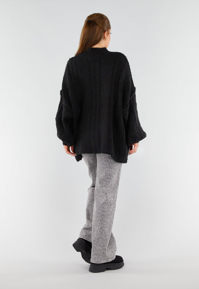 NEW051125 Zwarte Gebreide Trui met Col