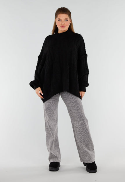 NEW051125 Zwarte Gebreide Trui met Col