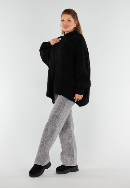 NEW051125 Zwarte Gebreide Trui met Col