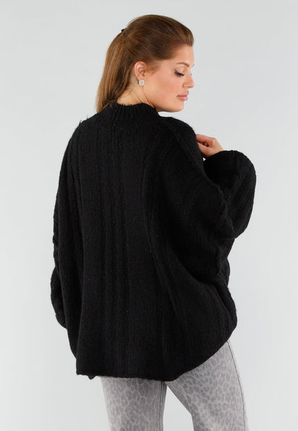 NEW051125 Zwarte Gebreide Trui met Col