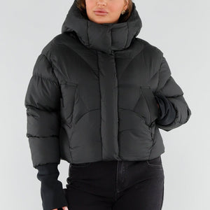 NEW051125 Zwarte Gewatteerde Pufferjas