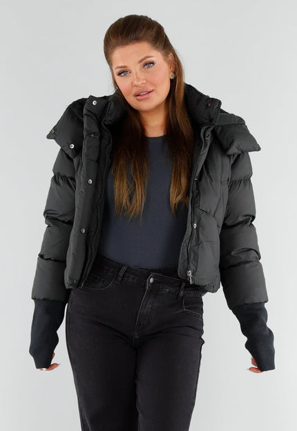 NEW051125 Zwarte Gewatteerde Pufferjas