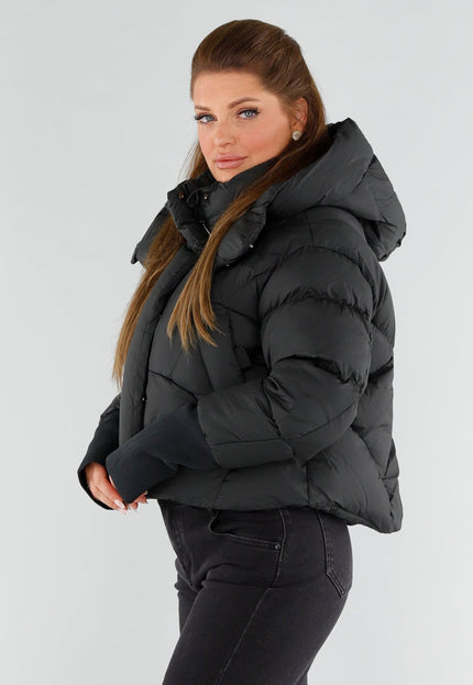 NEW051125 Zwarte Gewatteerde Pufferjas