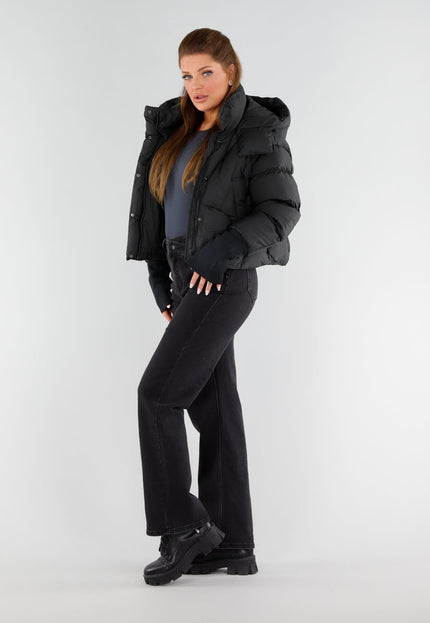 NEW051125 Zwarte Gewatteerde Pufferjas