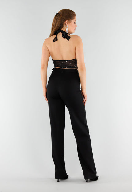 NEW051125 Zwarte Mesh Korset Top met Glitters