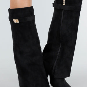 NEW051125 Zwarte Suède Laarzen