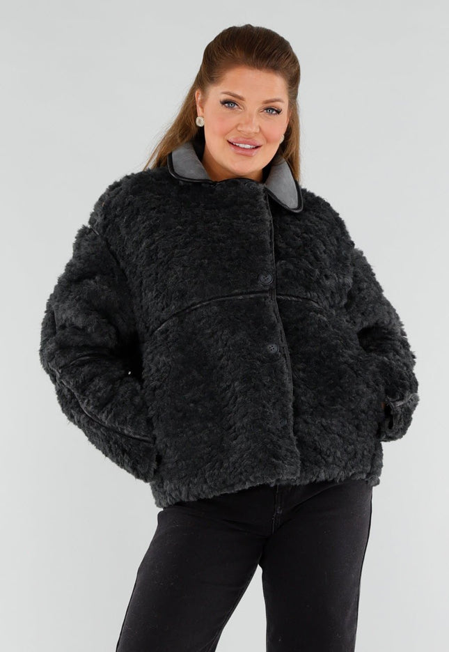 NEW051125 Zwarte Teddy Jas