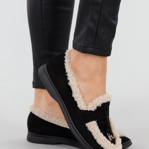 NEW051125 Zwarte Teddy Loafers