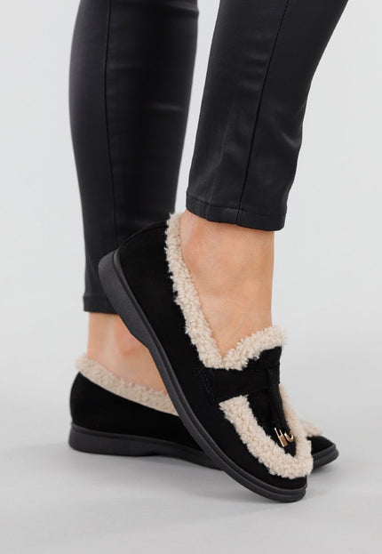NEW051125 Zwarte Teddy Loafers