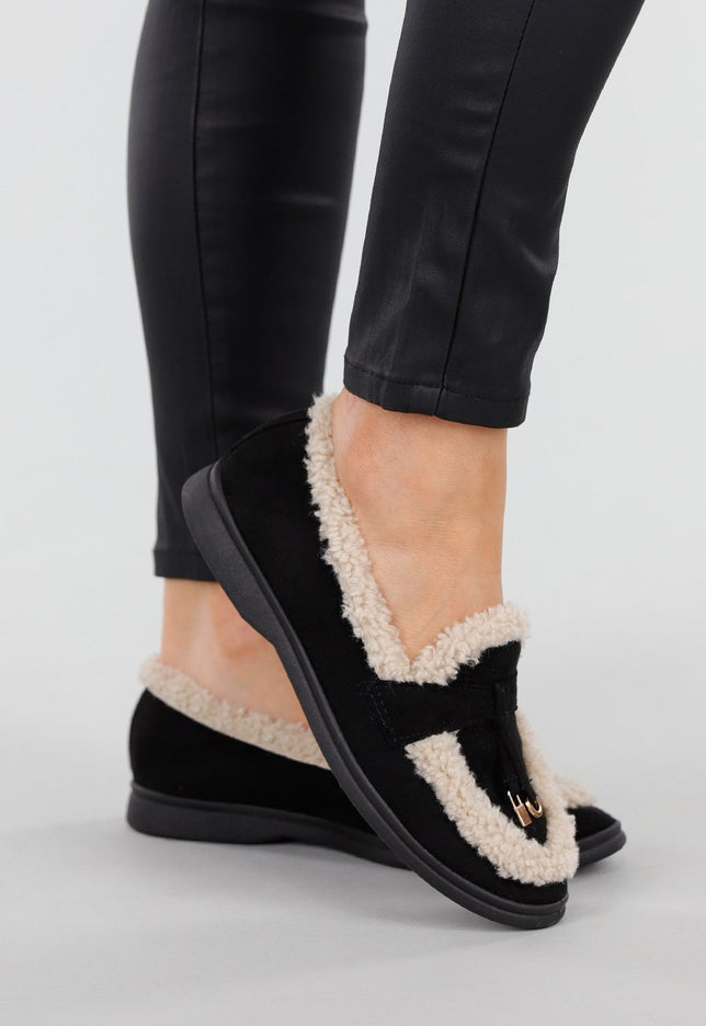 NEW051125 Zwarte Teddy Loafers