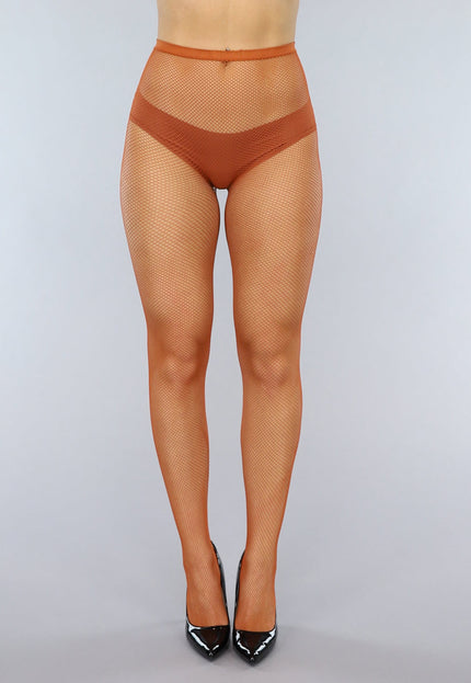 NEW0603 Camel Panty met Mini Fishnet Patroon